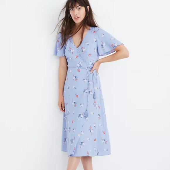 Madewell Dresses & Skirts - Madewell Button-Wrap Midi Dress in Aloha Print
